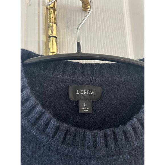 J.Crew Deep Navy Ribbed Crewneck Merino Wool Long Sleeves Sweater - Picture 4 of 5